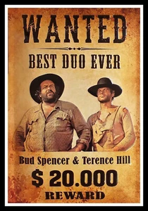 Póster de película buscada de Bud Spencer Terrence Hill impresión y impresiones de lona sin encuadre - Imagen 1 de 2