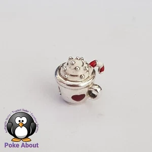 Genuine PANDORA Silver Cocoa & Candy Cane Christmas Charm 797523ENMX - Picture 1 of 7