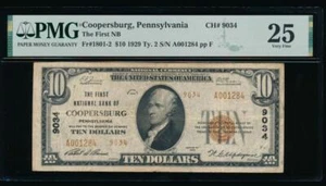 AC 1929 $10 First National Bank of Coopersburg, Pennsylvania ch# 9034 PMG 25 - Picture 1 of 2