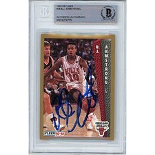 BJ Armstrong Chicago Bulls Signed '92-93 Fleer Basketball Card Beckett Authentic
