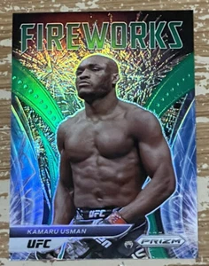 2022 Panini Prizm UFC Kamaru Usman Green Refractor Fireworks Card!! - Picture 1 of 2
