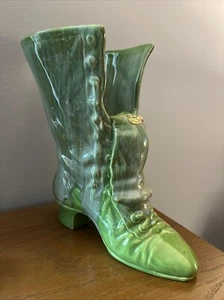 Royal Haeger Pottery Green Victorian Boot planter, Matchstick Holder, Vase - Picture 1 of 9