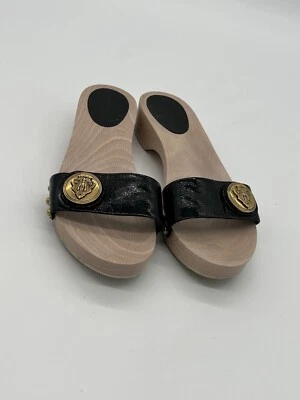 Sandalias de moda Gucci Hysteria para mujer talla 8B charol negro suela de madera deslizable Foto 1 de 4