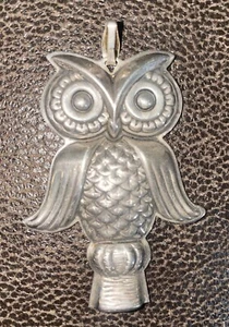 Large Sterling Owl Whistle Pendant Reed Barton Sterling Silver EUC 3.5” - Picture 1 of 4