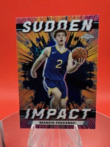 2023-24 Topps Chrome Sudden Impact Blue Refractor Brandin Podziemski RC #SI-9 - Picture 1 of 3