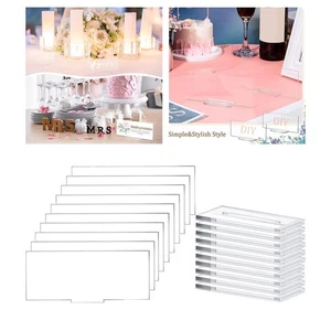 10Pcs Clear Acrylic Place Cards with Stand Name Cards Blank Plate DIY Seating - Picture 1 of 5