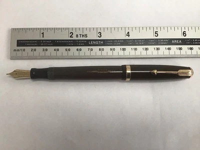 Parker Senior Duofold Button Filler Fountain Pen Brown GT 14k Gold Nib - Image 1 of 3