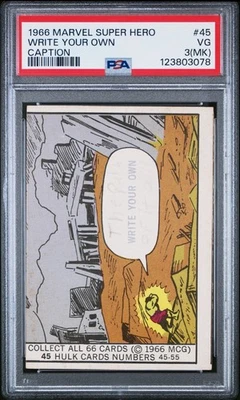 The Hulk 1966 Donruss Marvel Write Your Own Caption PSA 3 (MK) Rookie #45 RC - Image 1 of 2