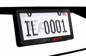 Red & Black CHEVY ZR2 License Plate Frame Black Metal Premium - Picture 1 of 3
