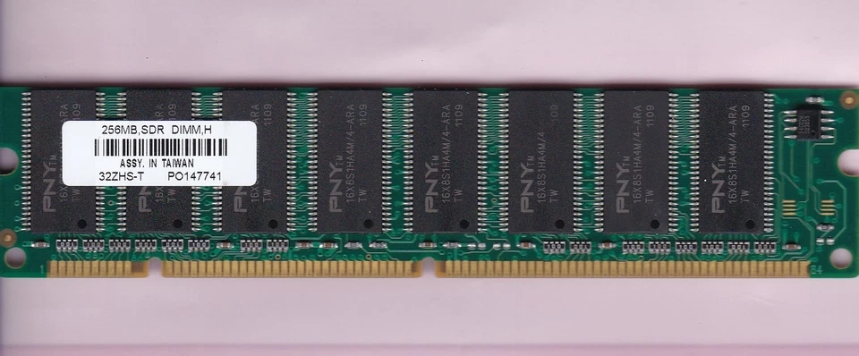 256MB PC-133 PNY 32ZHS-T SDRAM PC133 Desktop Ram Memory Stick DUAL RANK DIMM SDR - Image 1 of 2