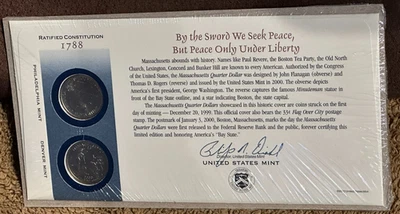 2000 - P &D -From the 50 State Quarters 1st Day Minted Collection- Massachusetts - Image 1 of 2