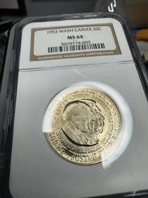 1953-P Washington-Carver Classic Commemorative 90% Half Dollar- NGC Grade MS 64 - Image 1 of 2