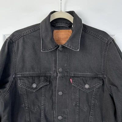 Levis Vintage Fit Denim Trucker Jacket Faded Black Mens Size Small - Image 1 of 4