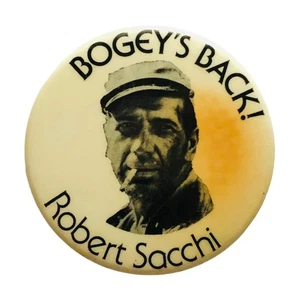 Vintage Robert Sacchi Bogey's Back Pinback Button Humphrey Bogart - Bild 1 von 2