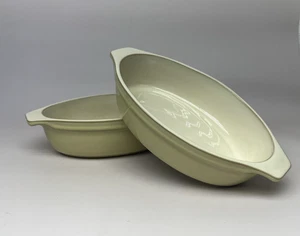 DENBY Fire Chilli 2x Crema Cazuela Au Gratinado Hornear Plato Ovalado 9" Gres - Imagen 1 de 7