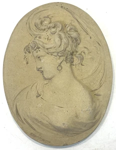 Dame, Kopf, oval, Kamee, Stein, Plakette - Bild 1 von 7