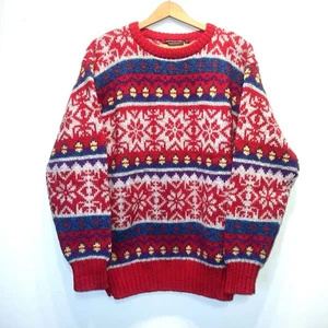 Vintage Chaps Ralph Lauren Pullover Herren Large Chunky 100% Shetland Wolle Rot - Bild 1 von 6