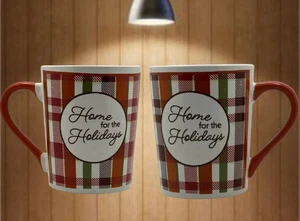 SELTEN 2 Royal Norfolk Plaid Home For The Holidays Steinzeug Becher - 12 Unzen - Bild 1 von 6