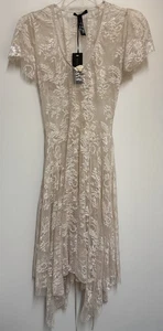 Dolls Kill Dearly Departed Ivory Lace Dress Widow Corsets handkerchief hem M - Picture 1 of 13