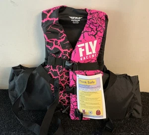 Fly Racing Nylon Schwimmweste Weste - Schwarz/Pink | Erwachsene Extra Super Large 60-70" - Bild 1 von 3