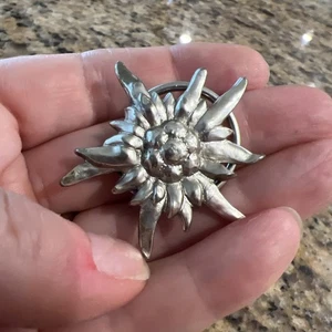 Edelweiss Desert Flower Silver Tone Scarf Clip - Picture 1 of 5