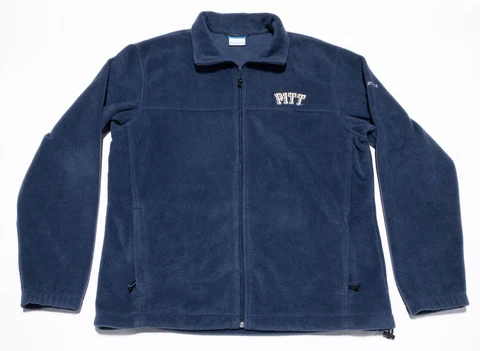 Pitt Panthers Columbia Jacket Men's Large Fleece Full Zip Blue Pittsburgh Cover