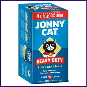 Jonny Cat Litter Heavy Duty Jumbo Tear Leak Resistant -Drawstring Close 15 Count - Picture 1 of 8