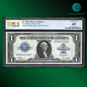 Fr.238 1923 $1 Silver Certificate, HORSE BLANKET, HIGH GRADE, PCGS 45, 91330 - Picture 1 of 2
