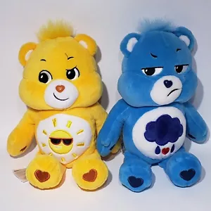 2er Set Care Bears Blue Grumpy & Yellow Funshine Bear Plüsch Unlock Magic 2021 - Bild 1 von 17