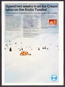 1968 Foremost Ice Cream Eskimo Igloo photo "Win 2 Week Stay" vintage print ad - Picture 1 of 1