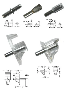 Small 3mm Shelf Supports / Studs for 3mmØ Holes, Select type and Quantity + - Picture 1 of 7