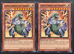 YUGIOH 2x Super Conductor Tyranno - BP02-EN046 - Black Rare - 1st Edition - LP - Picture 1 of 2