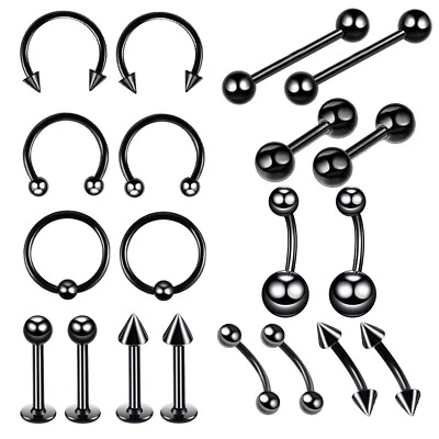 20 peças/lote conjunto de brinco anel de argola nariz labret labret labial aço 316L 14G 16G - Imagem 1 de 4