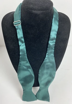 Bow Tie Self Tie Bottle Green Polyester Plain Satin Adjustable Slide Fastening - Image 1 of 4