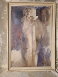 Vintage impressionist Oil on Canvas of a Mother & Child Original Work J. Yves - Picture 1 of 18