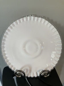 Vintage Fenton 12" Silver Crest Milk Glass Low Pedestal Ruffled Cake Stand Plate - Picture 1 of 12