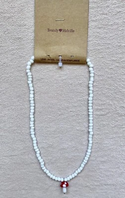 "Collar colgante de setas Brandy Melville, rojo y blanco, 15"" - ¡NUEVO!  Foto 1 de 4