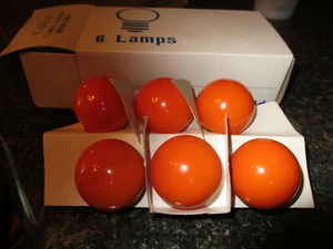 BOX OF 6 PHILIPS 7 1/2 S11 O ORANGE Utility Light Bulbs 7.5W Medium Base 120v - Picture 1 of 4