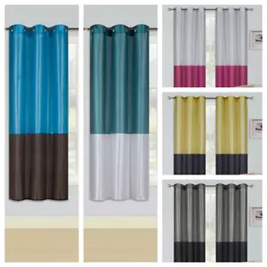 2PC SET PATCHWORK SHORT GROMMET PANELS WINDOW CURTAIN HEIDI 74"WIDE X 63" LONG - Picture 1 of 12