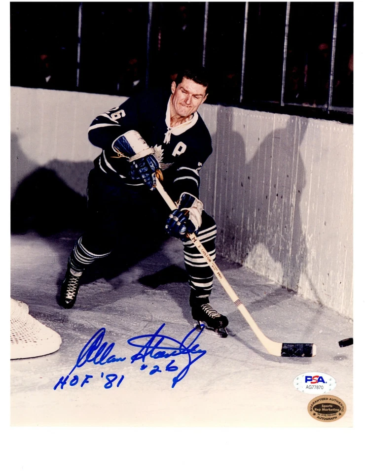 Allan Stanley autographed signed inscribed 8x10 photo NHL Toronto Maple Leaf PSA - Image 1 of 1