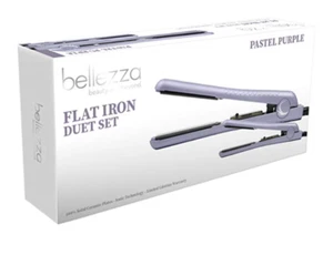 BELLEZZA Flat Iron DUET SET Pastel Purple Solid Ceramic Plates Ionic Technology - Picture 1 of 1