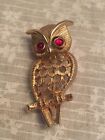 Avon Owl Brooch Pin. Vintage. Owl Has Red Stone Eyes. 1.75 In.