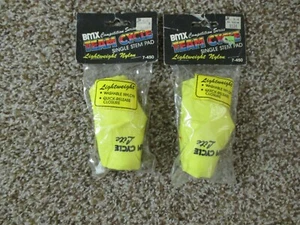 NOS *2*  VINTAGE BMX SINGLE STEM PADS YELLOW NYLON *TEAM CYCLE LITE* LOGO 1983 - Picture 1 of 5