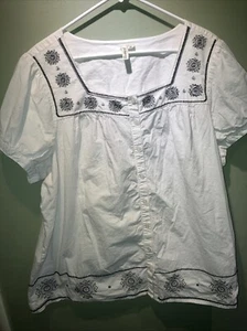 St Johns Bay Übergröße 3X Damen Tops weiß Baumwolle mit Stickerei Details SCHÖN - Bild 1 von 11