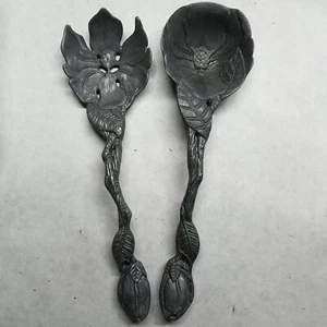 Flower-Shaped Salad Serving Set Spoon & Fork 11-Inch Long - Picture 1 of 9