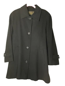 Vtge Kristen Blake Wool Cashmere Overcoat Womens Petite Sz Medium Black Made USA - Picture 1 of 13