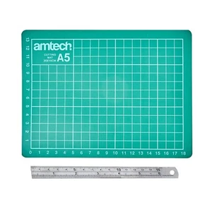 15cm 6" Steel Rule & A5 Self Healing Cutting Mat Craft Rotary Cutter Board - Picture 1 of 3
