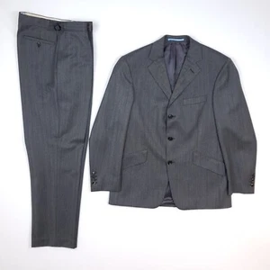 Traje de Lana Hackett Gris Espiga 40R Chaqueta 32W Pantalón 2 Piezas Ajuste Regular - Imagen 1 de 24