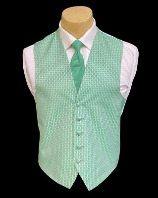 Men's After Six Clover Green Tuxedo Vest & Tie Free Shipping Big & Tall Sizes - Image 1 of 4