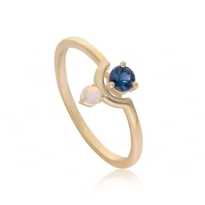 ANILLO JOYERÍA FINA ORO 14K ÓPALO MUJER PIEDRAS PRECIOSAS ZAFIRO AZUL REGALO CUMPLEAÑOS - Imagen 1 de 6